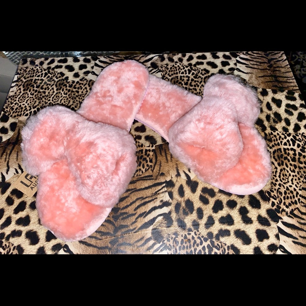 Bow design slip on fluffy slippers
